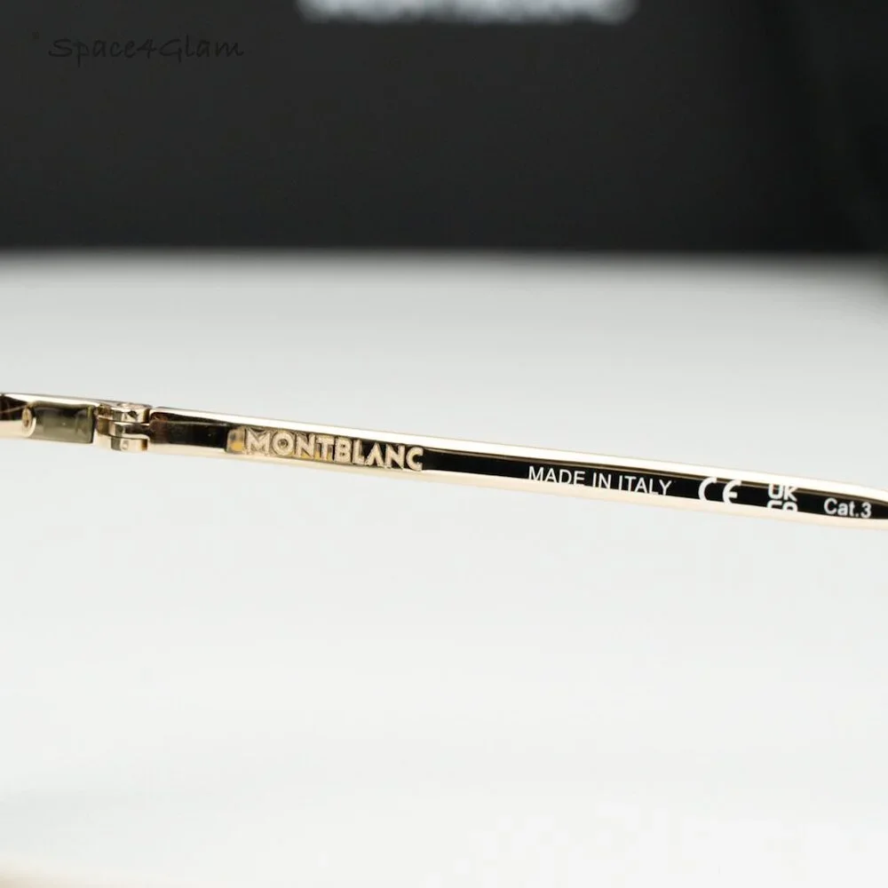 Montblanc Men Sunglasses Gold Grey Square Rimless MB0303S 001 NEW AUTHENTIC
